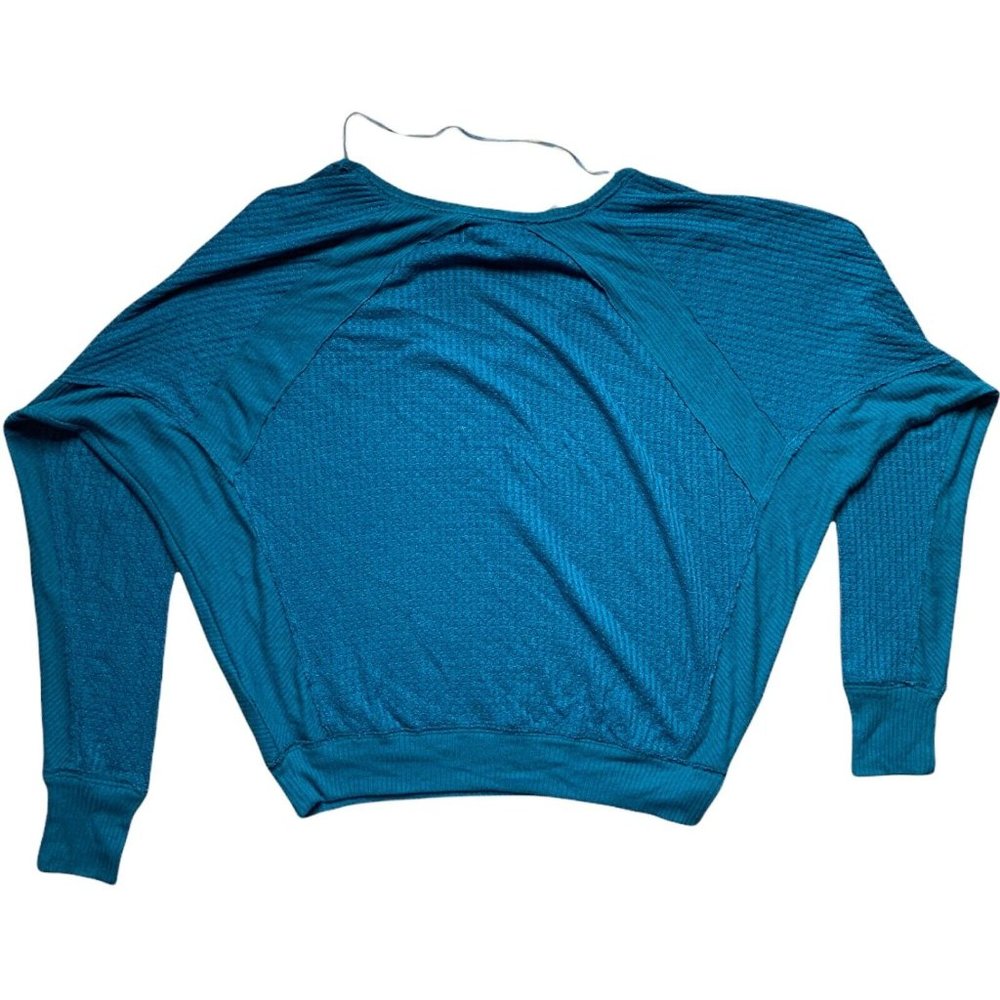 Free People Palace Teal Santa Clara Thermal Top V-Neck Size Large - Picture 10 of 11